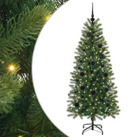 Produktbild för Konstgjord julgran med 150 LED-lampor Grön 150 cm PE och PVC