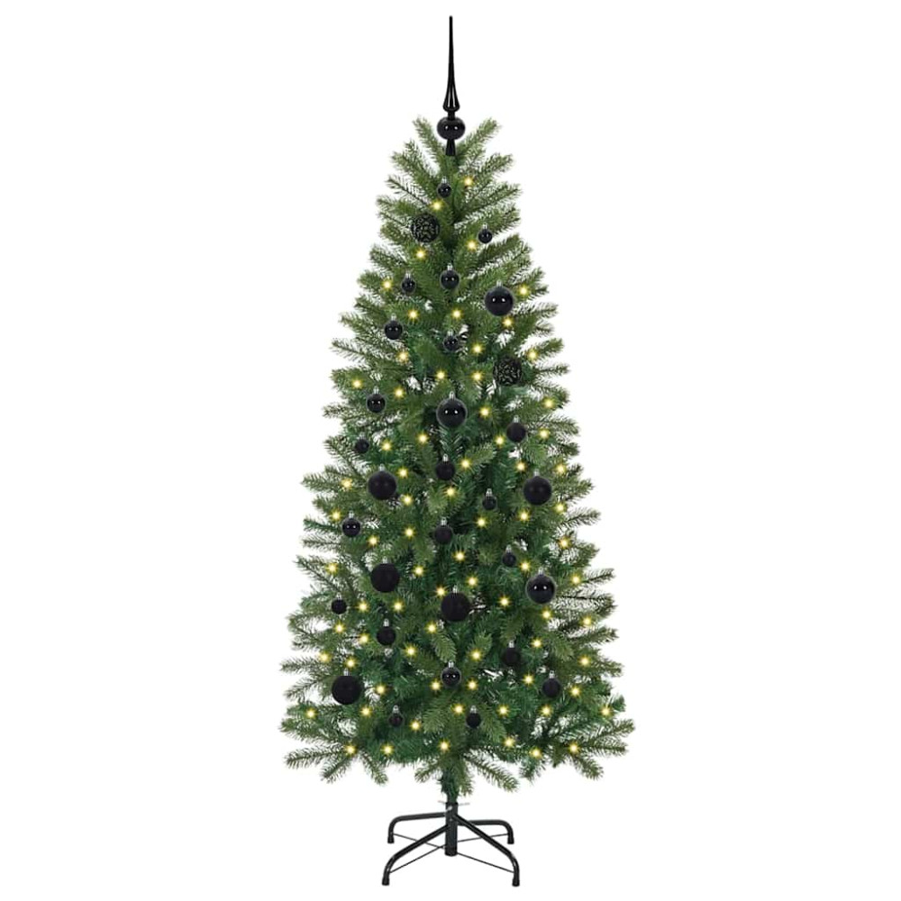 Produktbild för Konstgjord julgran med 150 LED-lampor Grön 150 cm PE och PVC