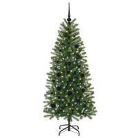 Produktbild för Konstgjord julgran med 150 LED-lampor Grön 150 cm PE och PVC
