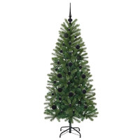 Produktbild för Konstgjord julgran med 150 LED-lampor Grön 150 cm PE och PVC