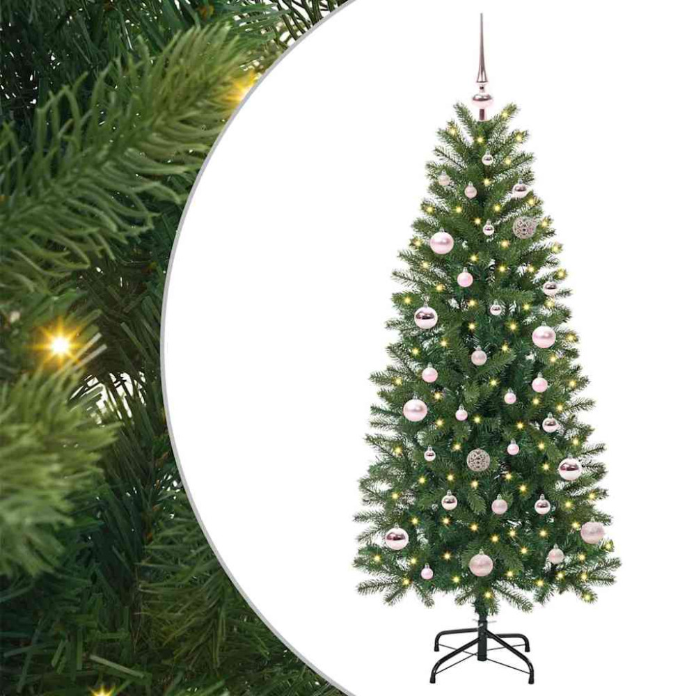Produktbild för Konstgjord julgran med 150 LED-lampor Grön 150 cm PE och PVC
