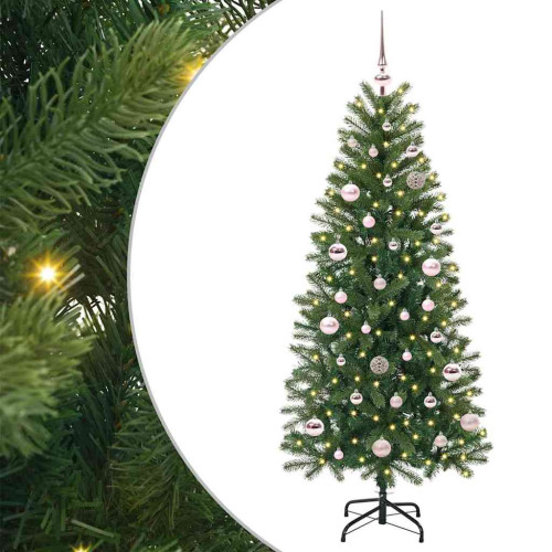 vidaXL Konstgjord julgran med 150 LED-lampor Grön 150 cm PE och PVC