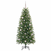 Produktbild för Konstgjord julgran med 150 LED-lampor Grön 150 cm PE och PVC