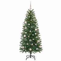 Produktbild för Konstgjord julgran med 150 LED-lampor Grön 150 cm PE och PVC