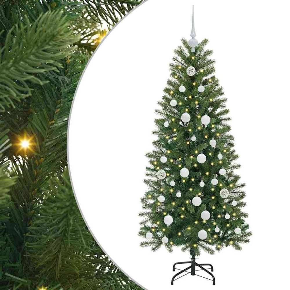 Produktbild för Konstgjord julgran med 150 LED-lampor Grön 150 cm PE och PVC