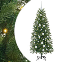 Produktbild för Konstgjord julgran med 150 LED-lampor Grön 150 cm PE och PVC