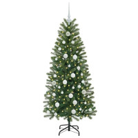 Produktbild för Konstgjord julgran med 150 LED-lampor Grön 150 cm PE och PVC