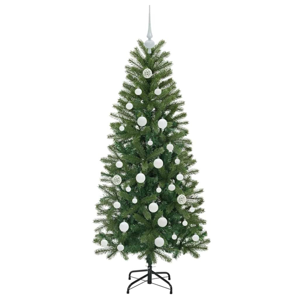 Produktbild för Konstgjord julgran med 150 LED-lampor Grön 150 cm PE och PVC