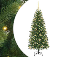 Produktbild för Konstgjord julgran med 150 LED-lampor Grön 150 cm PE och PVC