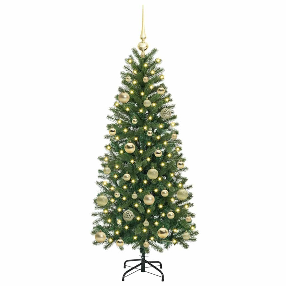 Produktbild för Konstgjord julgran med 150 LED-lampor Grön 150 cm PE och PVC
