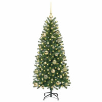 Produktbild för Konstgjord julgran med 150 LED-lampor Grön 150 cm PE och PVC