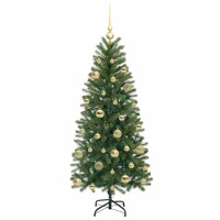 Produktbild för Konstgjord julgran med 150 LED-lampor Grön 150 cm PE och PVC