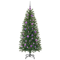 Produktbild för Konstgjord julgran med 150 LED-lampor Grön 150 cm PE och PVC