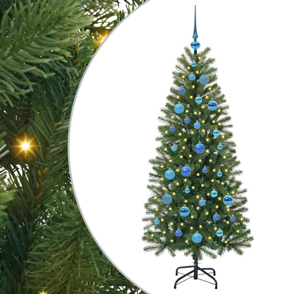 Produktbild för Konstgjord julgran med 150 LED-lampor Grön 150 cm PE och PVC