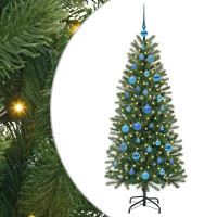 Produktbild för Konstgjord julgran med 150 LED-lampor Grön 150 cm PE och PVC