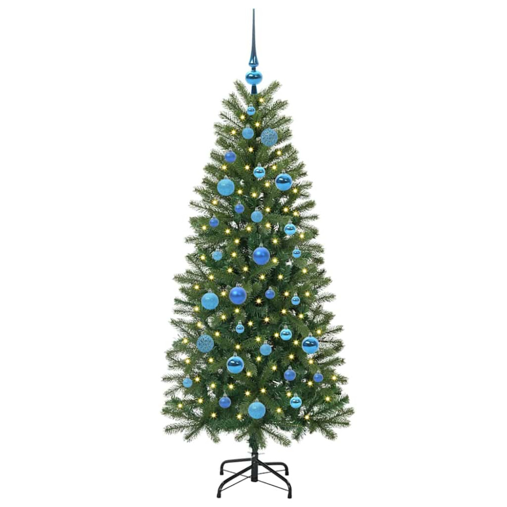 Produktbild för Konstgjord julgran med 150 LED-lampor Grön 150 cm PE och PVC