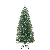 Produktbild för Konstgjord julgran med 150 LED-lampor Grön 150 cm PE och PVC