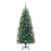 Produktbild för Konstgjord julgran med 150 LED-lampor Grön 150 cm PE och PVC