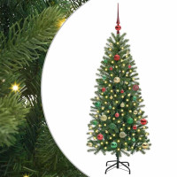 Produktbild för Konstgjord julgran med 150 LED-lampor Grön 150 cm PE och PVC