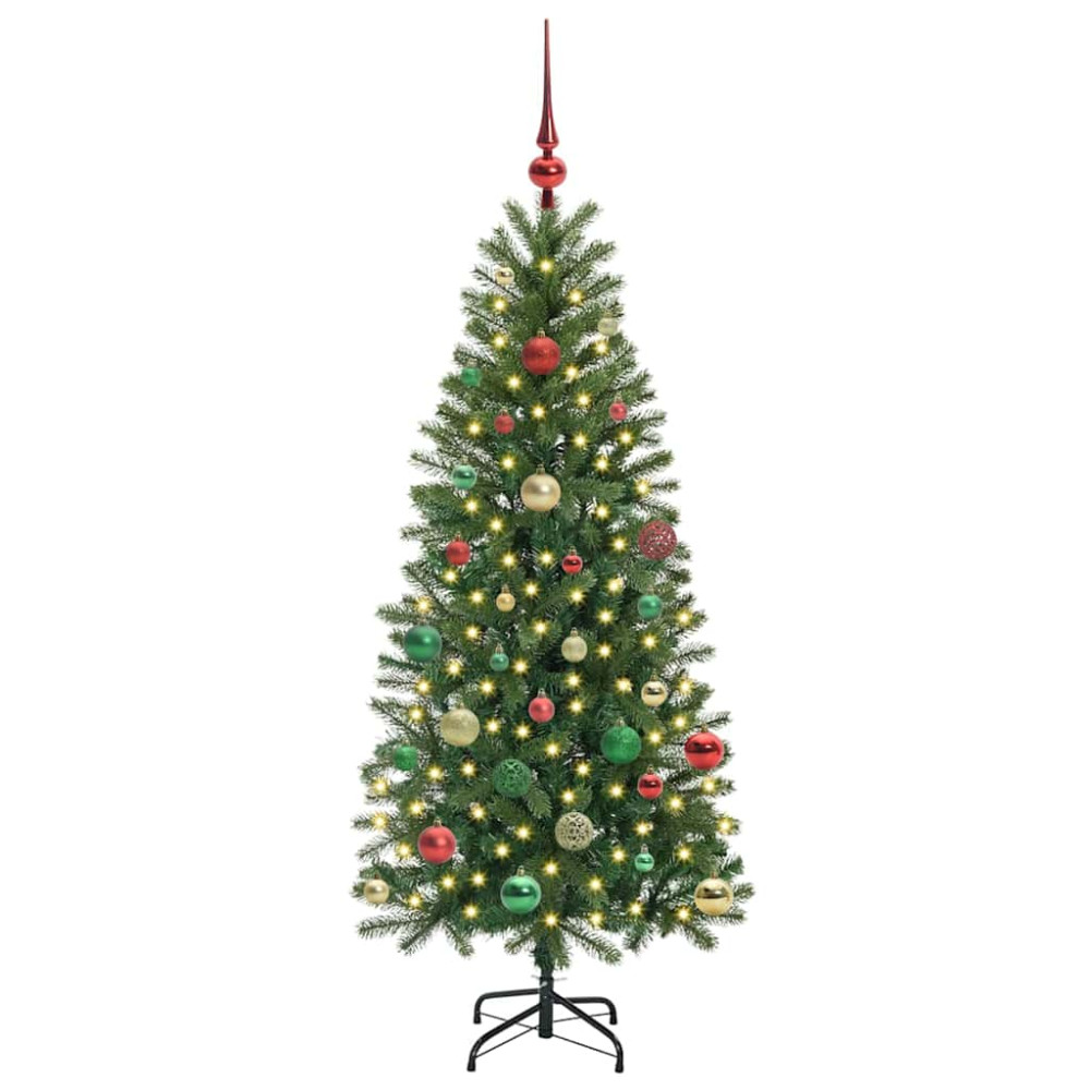 Produktbild för Konstgjord julgran med 150 LED-lampor Grön 150 cm PE och PVC