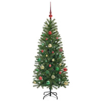 Produktbild för Konstgjord julgran med 150 LED-lampor Grön 150 cm PE och PVC