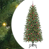 Produktbild för Konstgjord julgran med 300 LED-lampor Grön 180 cm PE och PVC