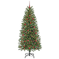 Produktbild för Konstgjord julgran med 300 LED-lampor Grön 180 cm PE och PVC