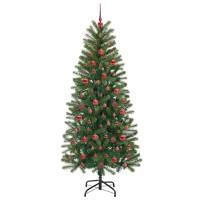 Produktbild för Konstgjord julgran med 300 LED-lampor Grön 180 cm PE och PVC