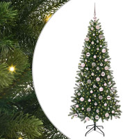 Produktbild för Konstgjord julgran med 300 LED-lampor Grön 180 cm PE och PVC