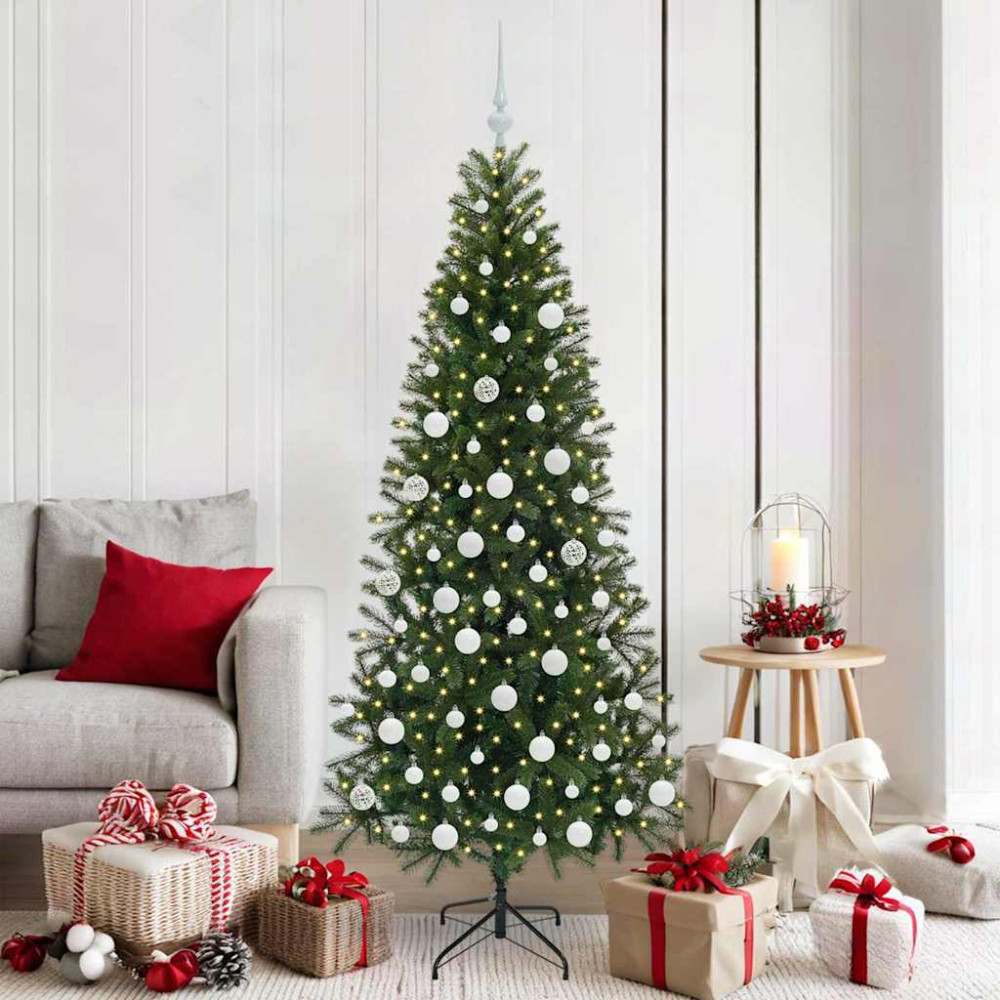 Produktbild för Konstgjord julgran med 300 LED-lampor Grön 180 cm PE och PVC