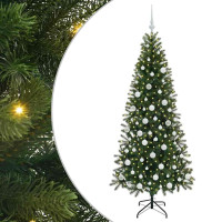 Produktbild för Konstgjord julgran med 300 LED-lampor Grön 180 cm PE och PVC
