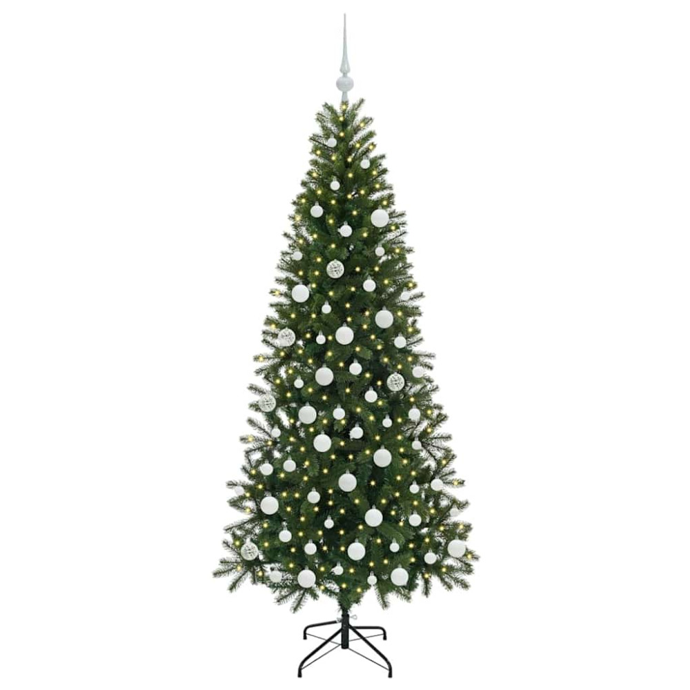 Produktbild för Konstgjord julgran med 300 LED-lampor Grön 180 cm PE och PVC