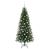 Produktbild för Konstgjord julgran med 300 LED-lampor Grön 180 cm PE och PVC