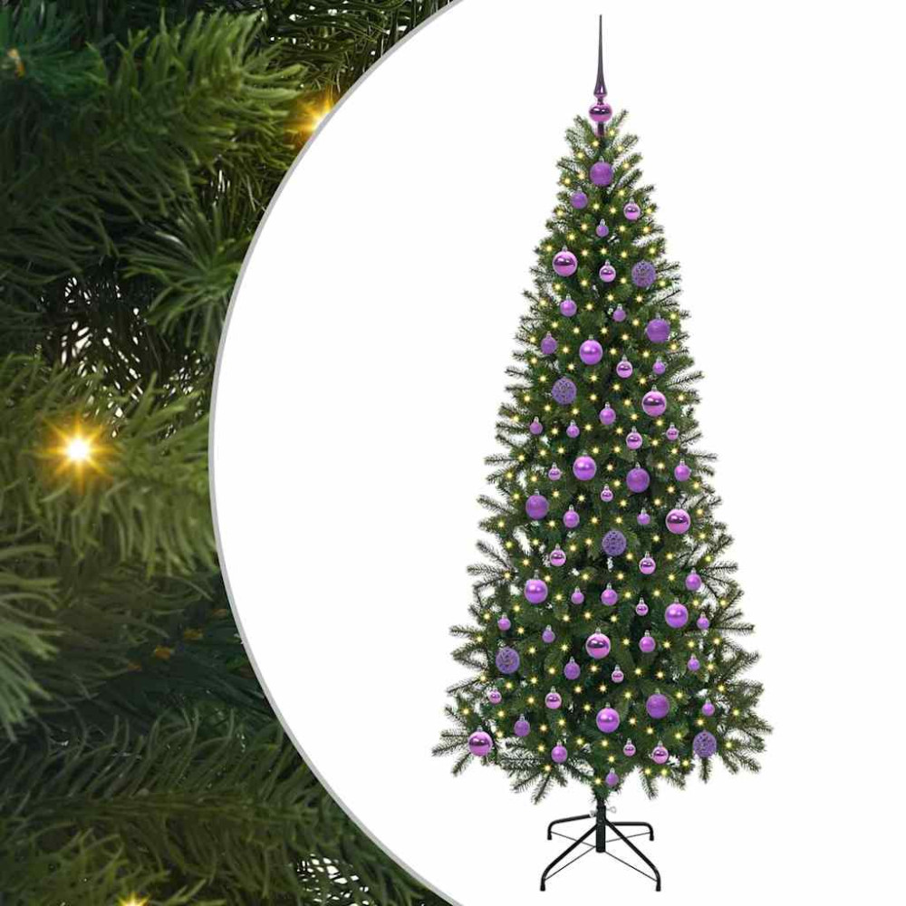 Produktbild för Konstgjord julgran med 300 LED-lampor Grön 180 cm PE och PVC