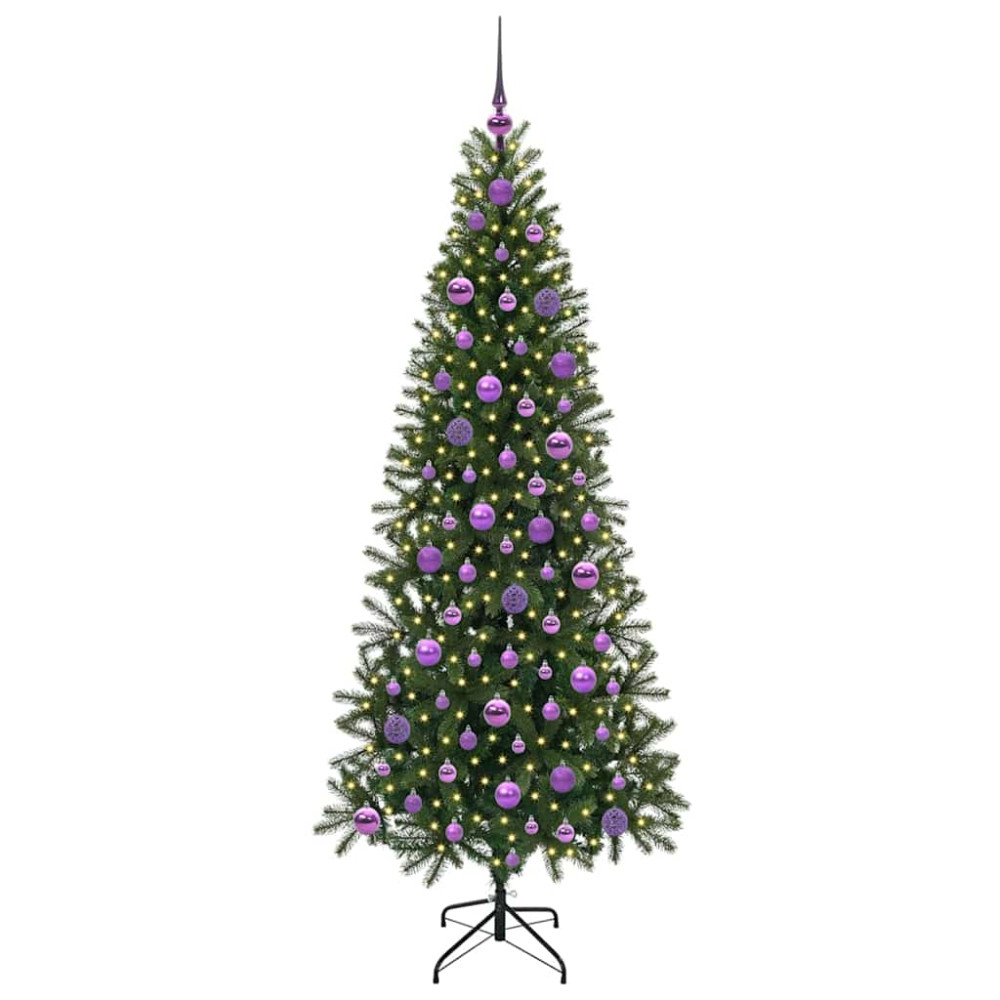 Produktbild för Konstgjord julgran med 300 LED-lampor Grön 180 cm PE och PVC