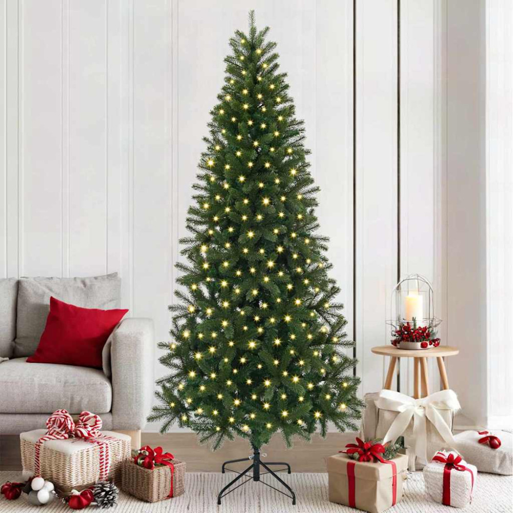 Produktbild för Konstgjord julgran med 300 LED-lampor Grön 210 cm PE och PVC