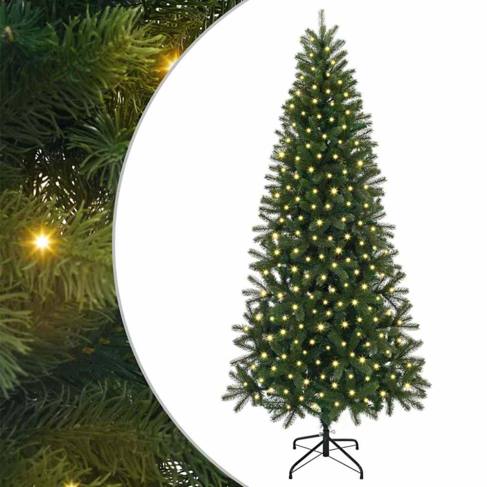 Produktbild för Konstgjord julgran med 300 LED-lampor Grön 210 cm PE och PVC