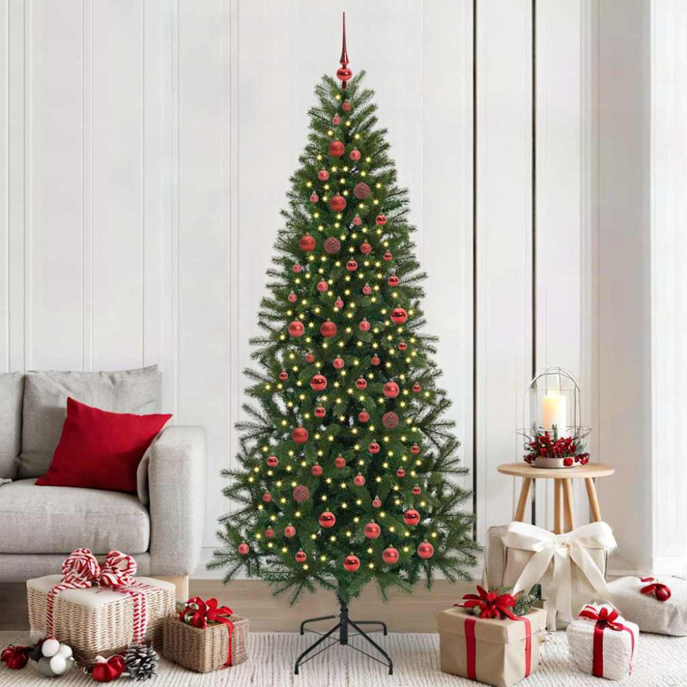 Produktbild för Konstgjord julgran med 300 LED-lampor Grön 210 cm PE och PVC
