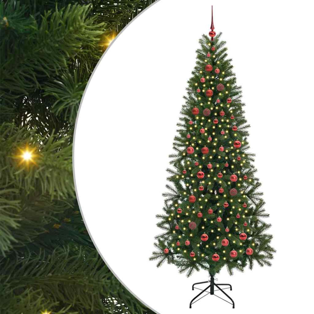 Produktbild för Konstgjord julgran med 300 LED-lampor Grön 210 cm PE och PVC