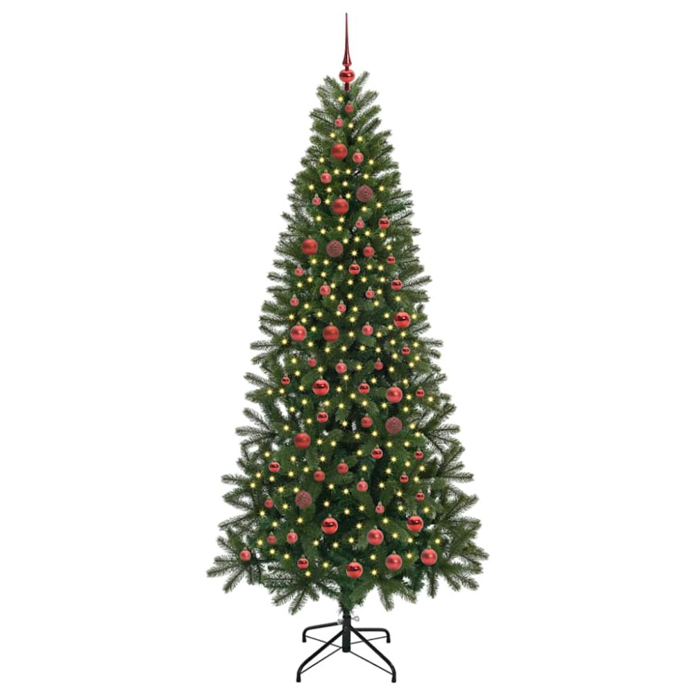 Produktbild för Konstgjord julgran med 300 LED-lampor Grön 210 cm PE och PVC