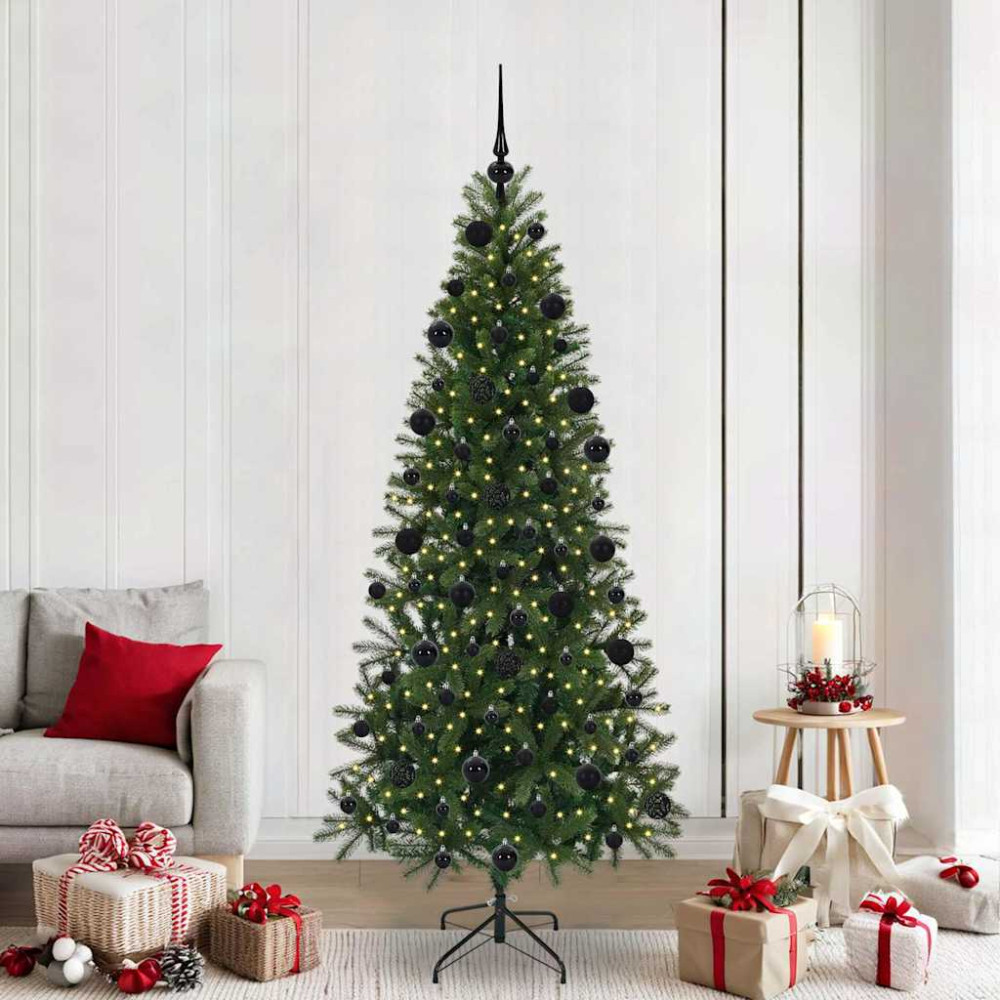 Produktbild för Konstgjord julgran med 300 LED-lampor Grön 210 cm PE och PVC