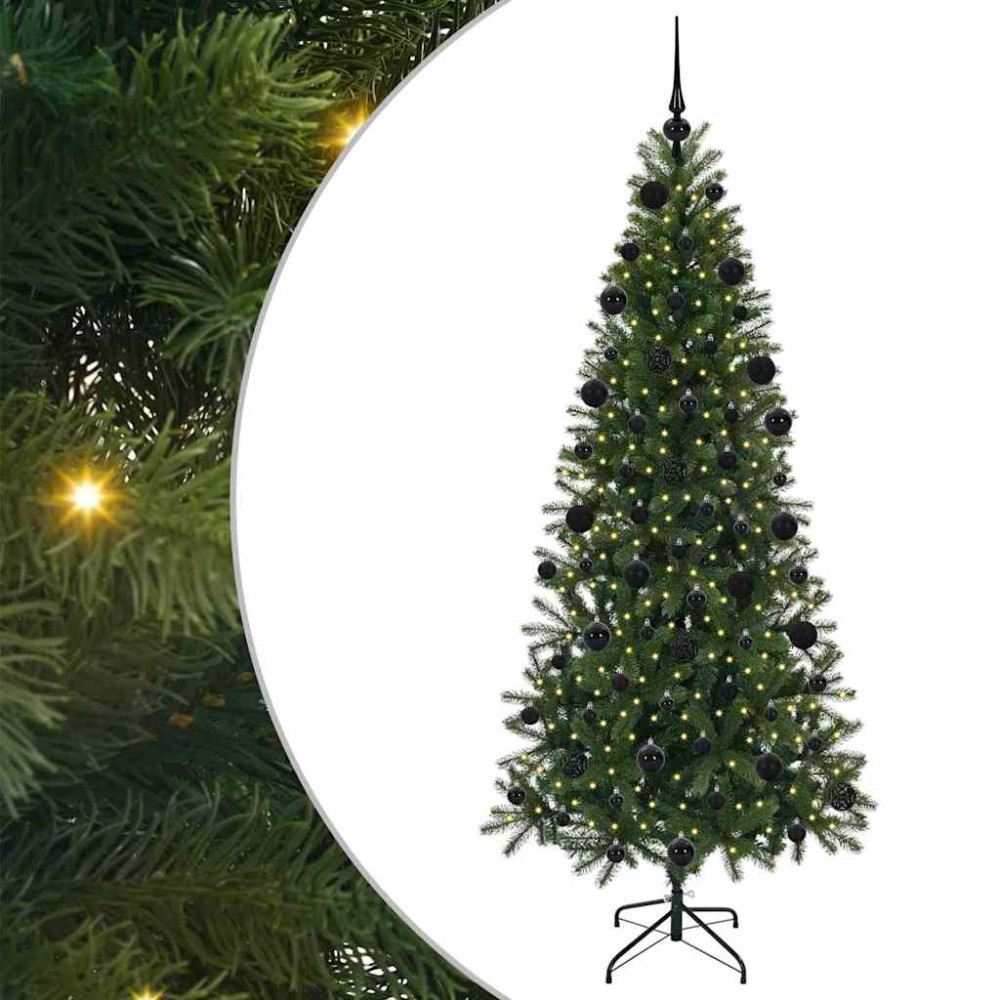 Produktbild för Konstgjord julgran med 300 LED-lampor Grön 210 cm PE och PVC