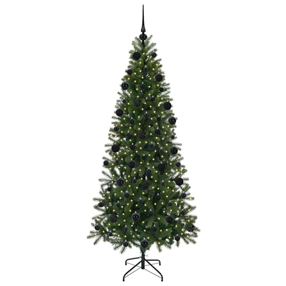 Produktbild för Konstgjord julgran med 300 LED-lampor Grön 210 cm PE och PVC