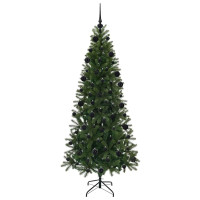 Produktbild för Konstgjord julgran med 300 LED-lampor Grön 210 cm PE och PVC