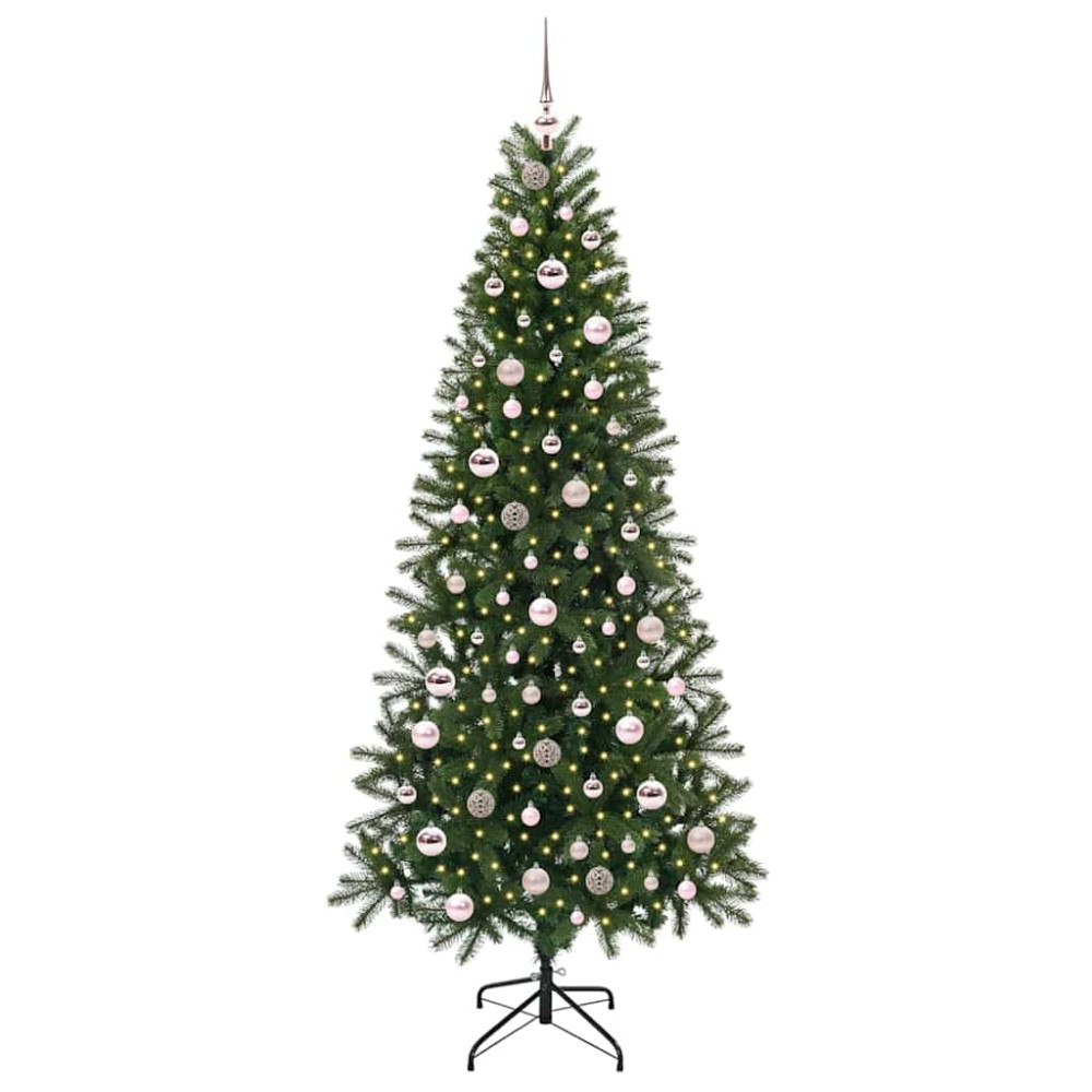 Produktbild för Konstgjord julgran med 300 LED-lampor Grön 210 cm PE och PVC