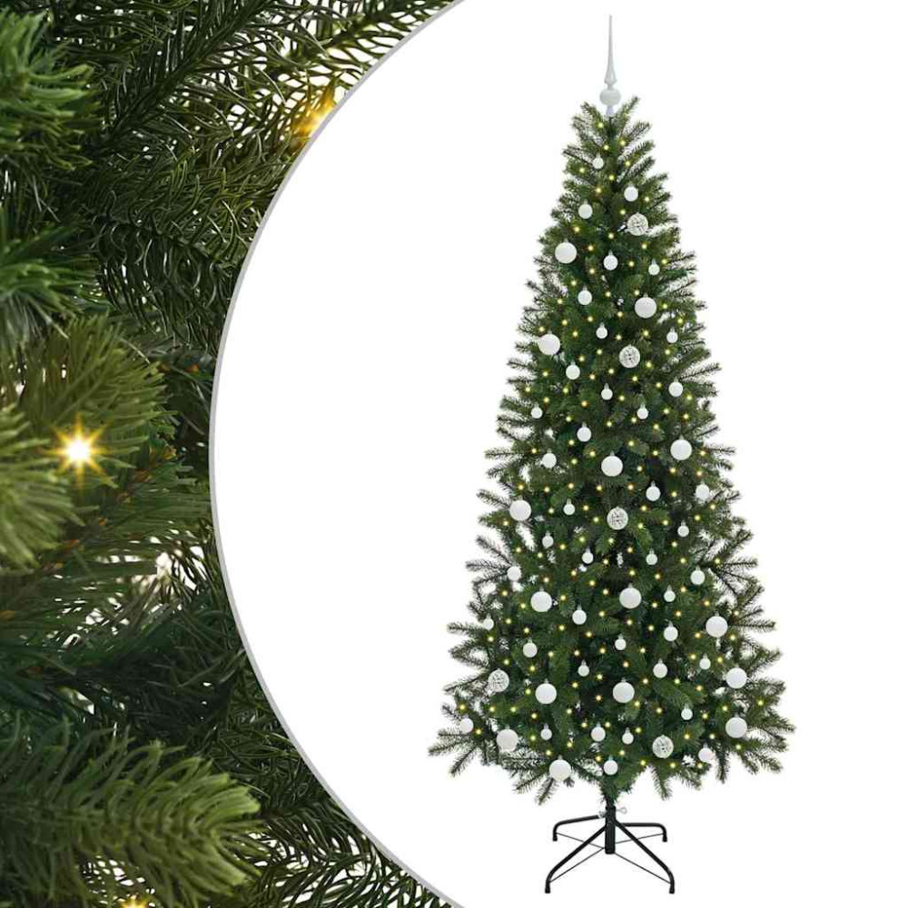 Produktbild för Konstgjord julgran med 300 LED-lampor Grön 210 cm PE och PVC