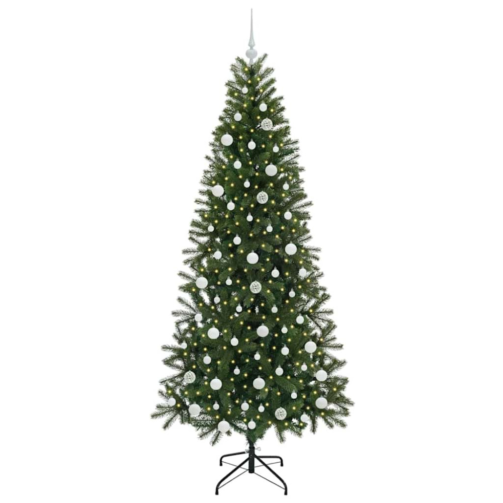 Produktbild för Konstgjord julgran med 300 LED-lampor Grön 210 cm PE och PVC