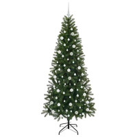 Produktbild för Konstgjord julgran med 300 LED-lampor Grön 210 cm PE och PVC