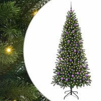 Produktbild för Konstgjord julgran med 300 LED-lampor Grön 210 cm PE och PVC