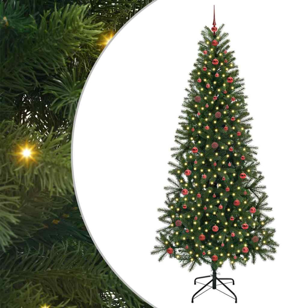Produktbild för Konstgjord julgran med 300 LED-lampor Grön 240 cm PE och PVC